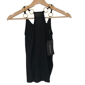 Prettylittlething Black chain halter Top